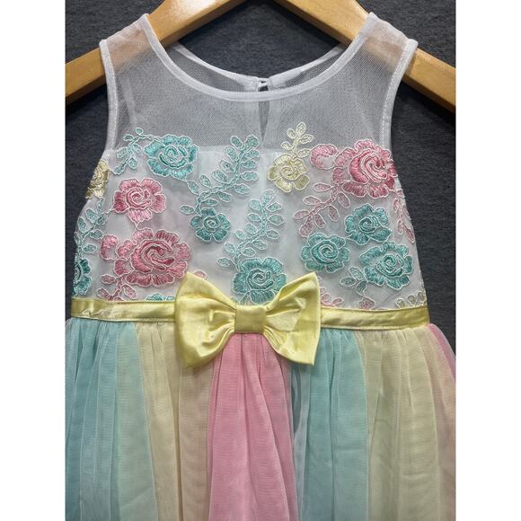 Jona Michelle Boutique Special Occasion Dress Blue Pink Yellow Girls Size 3T - Picture 4 of 9